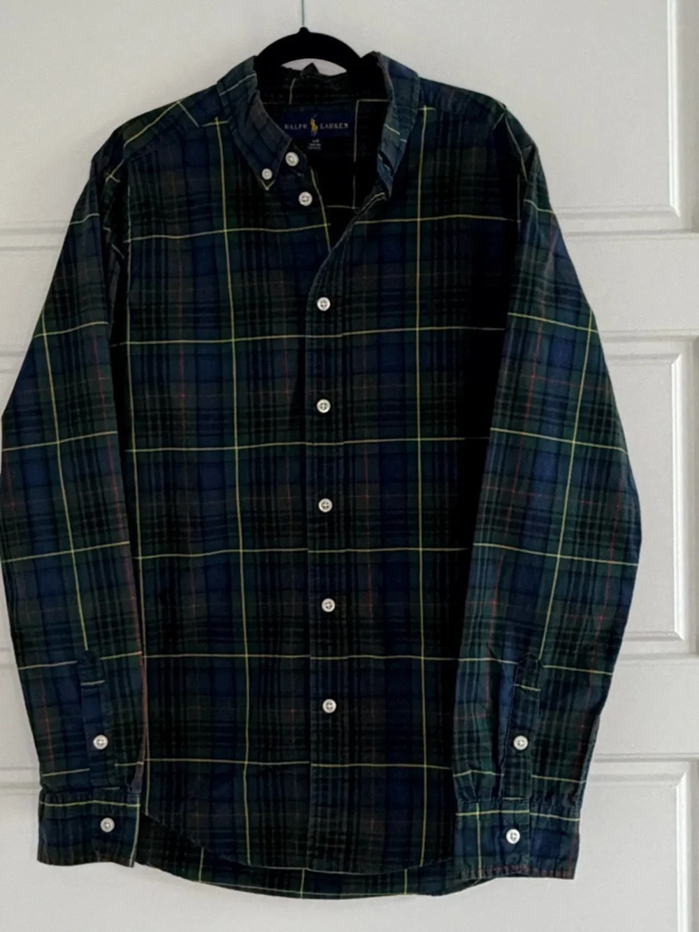 Ralph Lauren Boys L 14-16 Tartan Plaid Cotton Button Down Shirt Preppy Academia